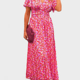 Bianca - Vestido maxi floral com mangas esvoaçantes