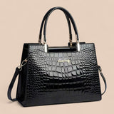Nivra - Bolsa de Mão com Estampa de Couro de Crocodilo Brilhante
