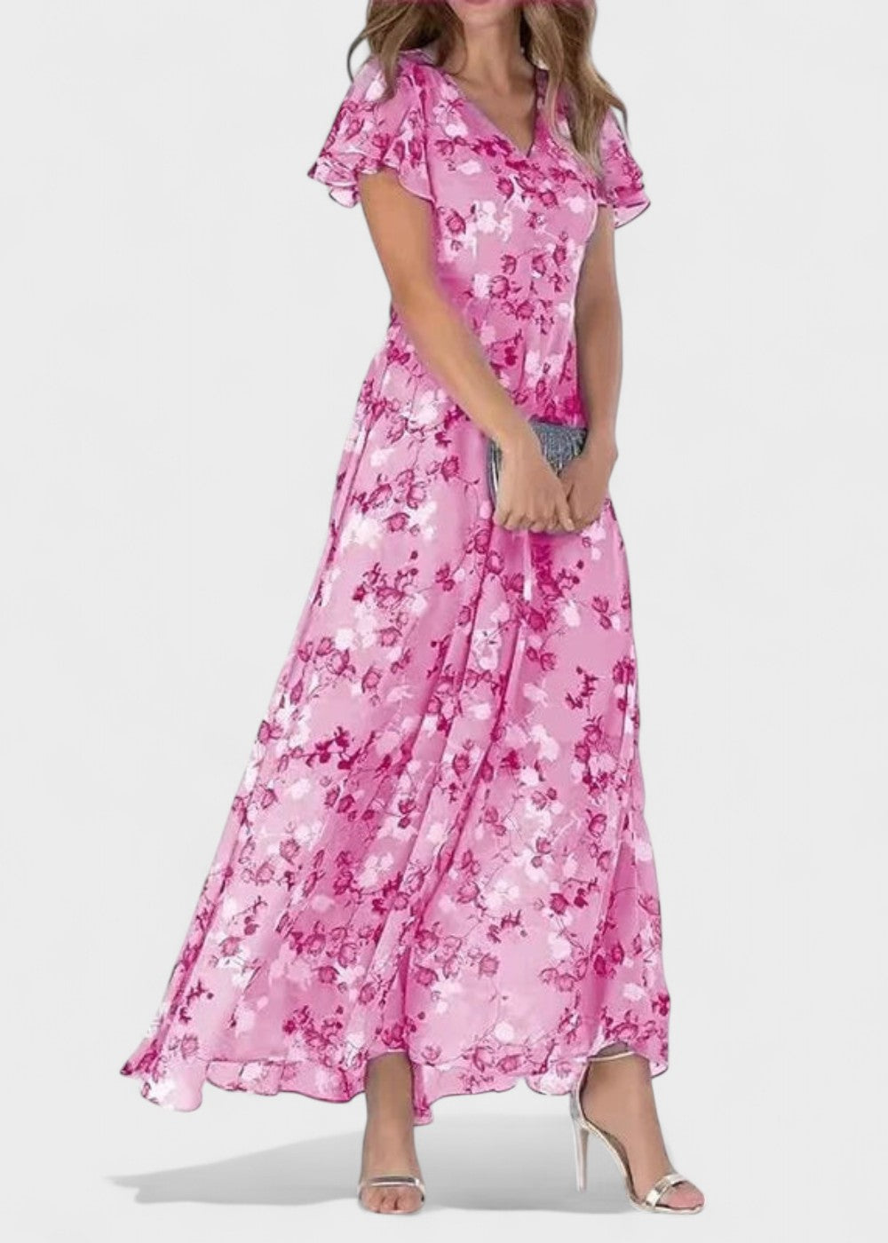 Ana - Vestido floral com mangas de folho