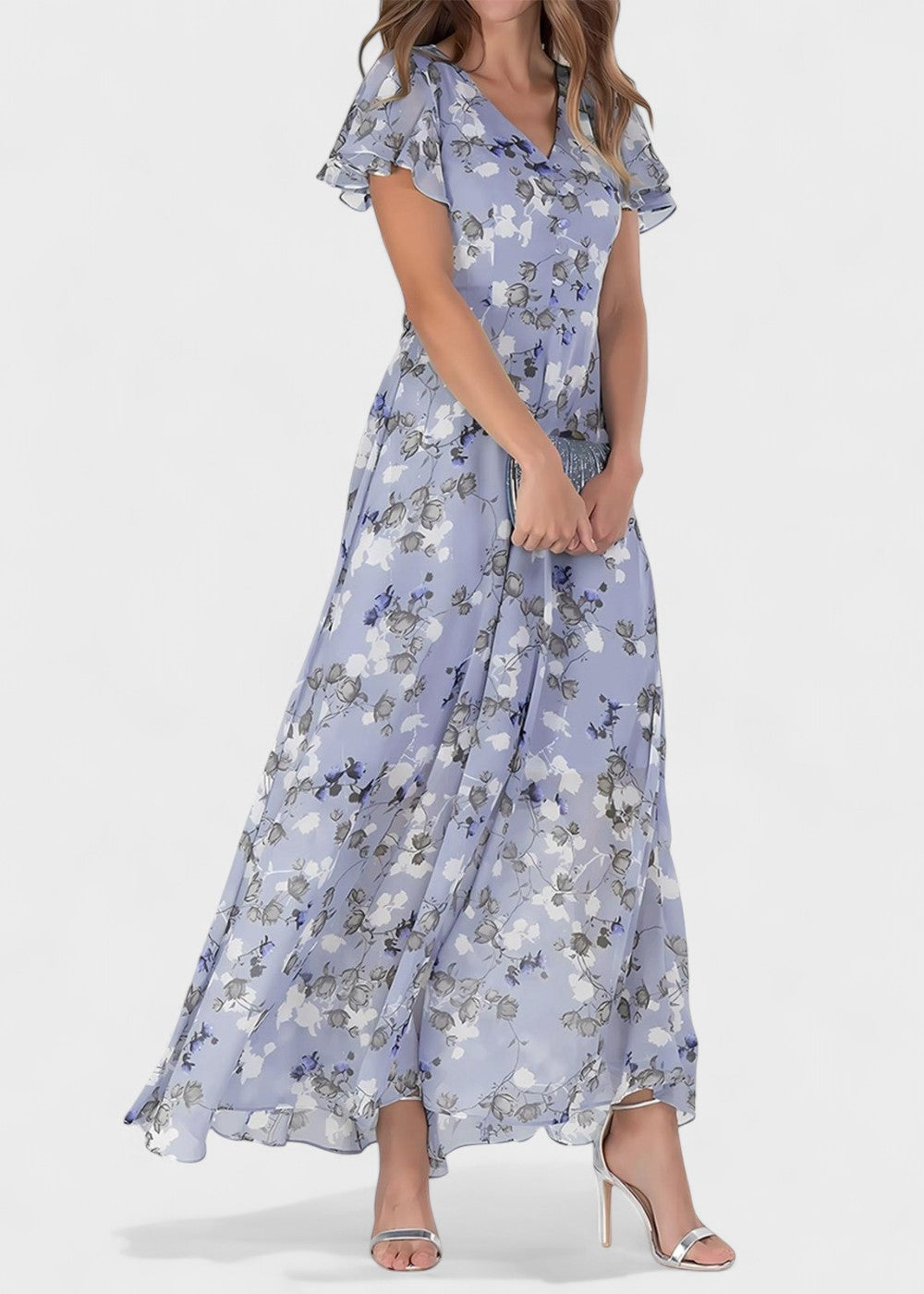 Ana - Vestido floral com mangas de folho