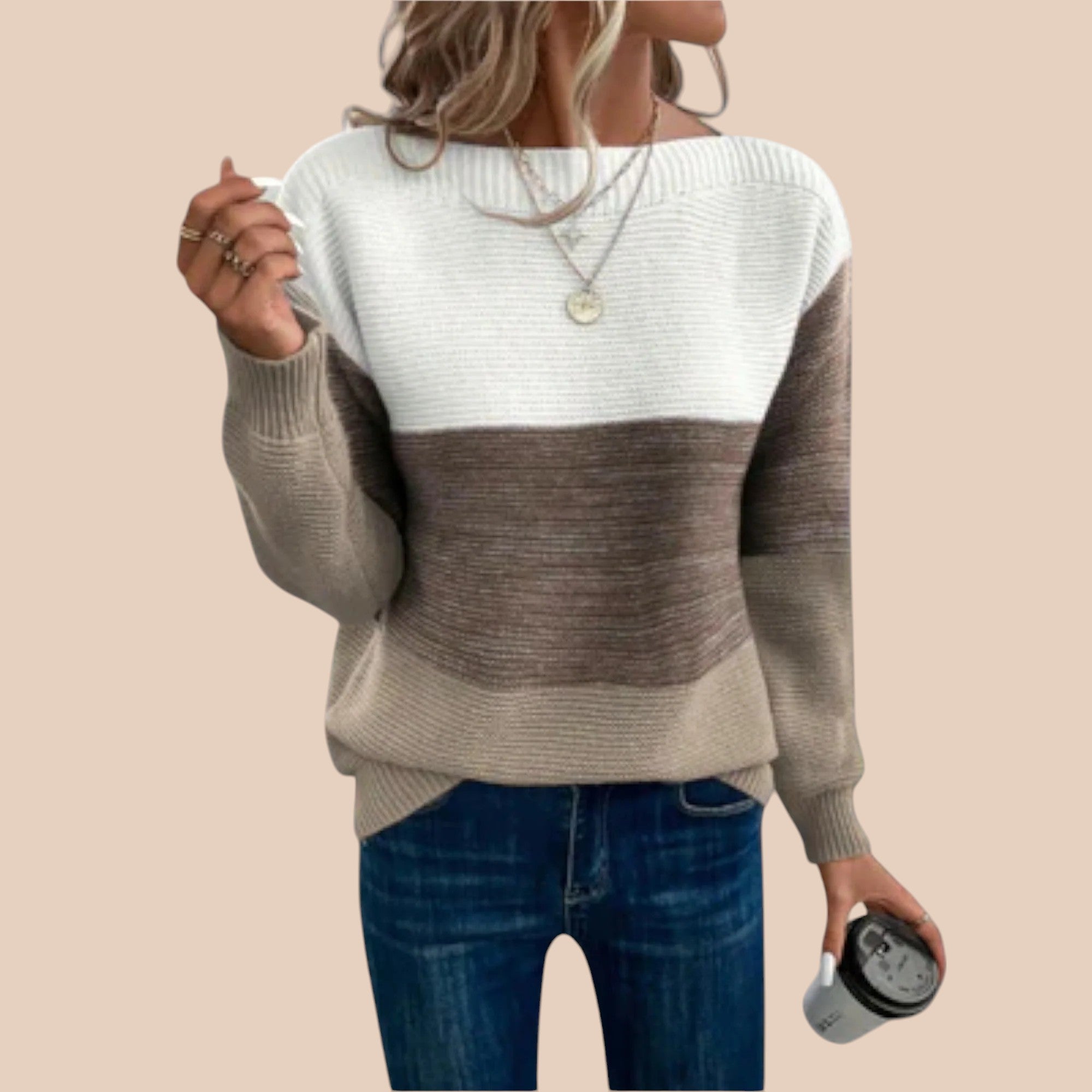 Camisola Elegante com Patchwork Tricolor