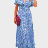 Bianca - Vestido maxi floral com mangas esvoaçantes