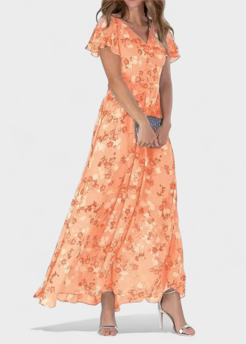 Ana - Vestido floral com mangas de folho