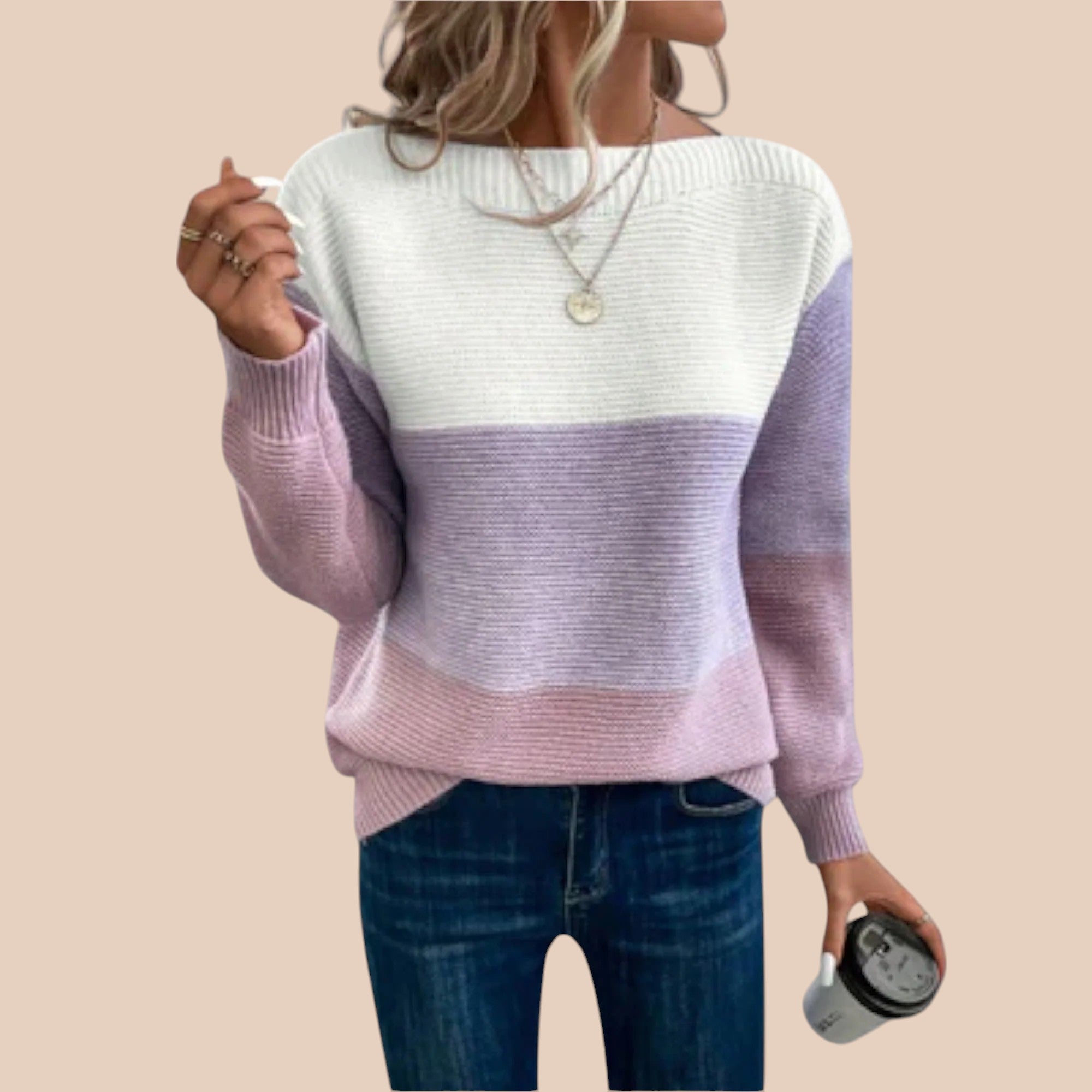 Camisola Elegante com Patchwork Tricolor