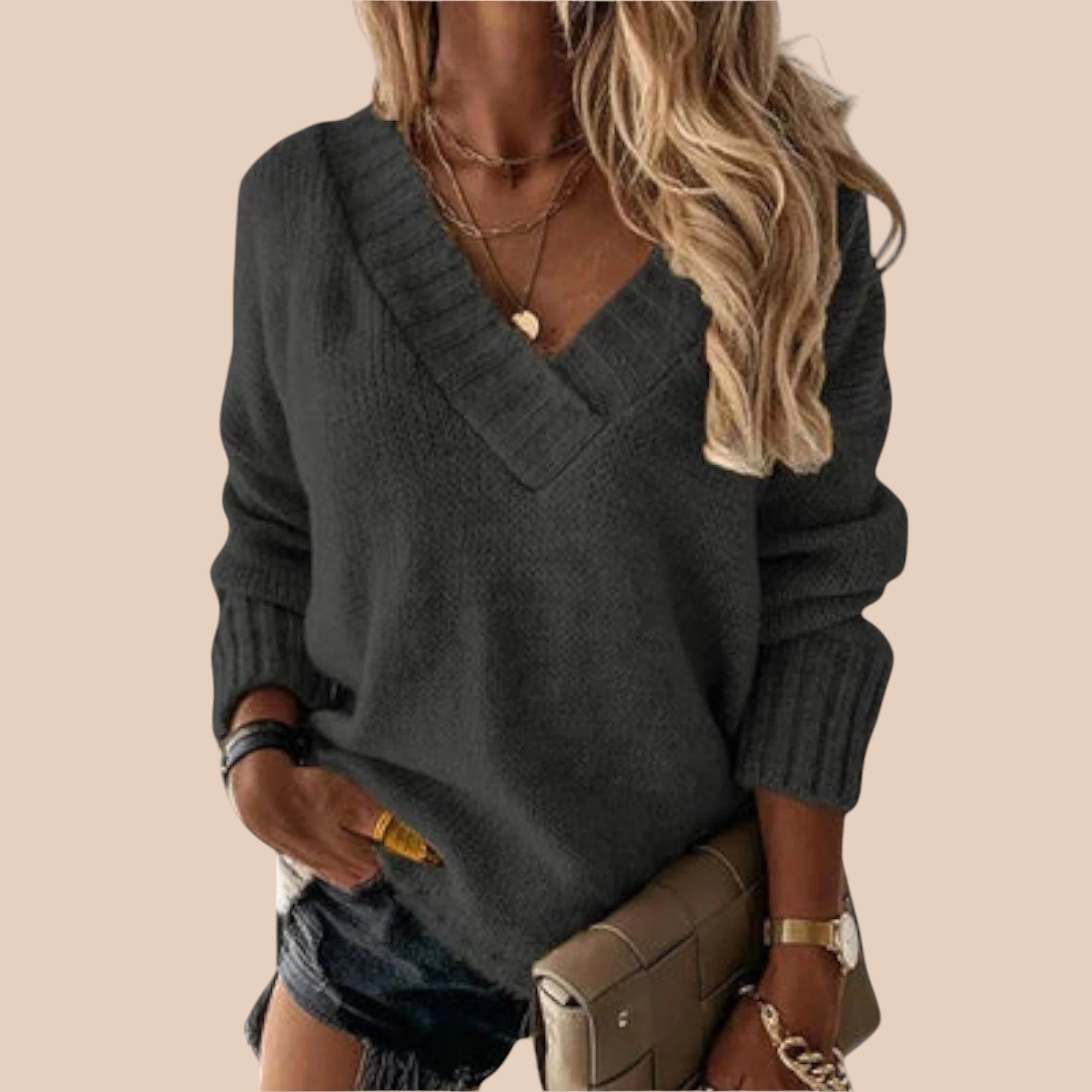 Camisola Aconchegante com Decote em V