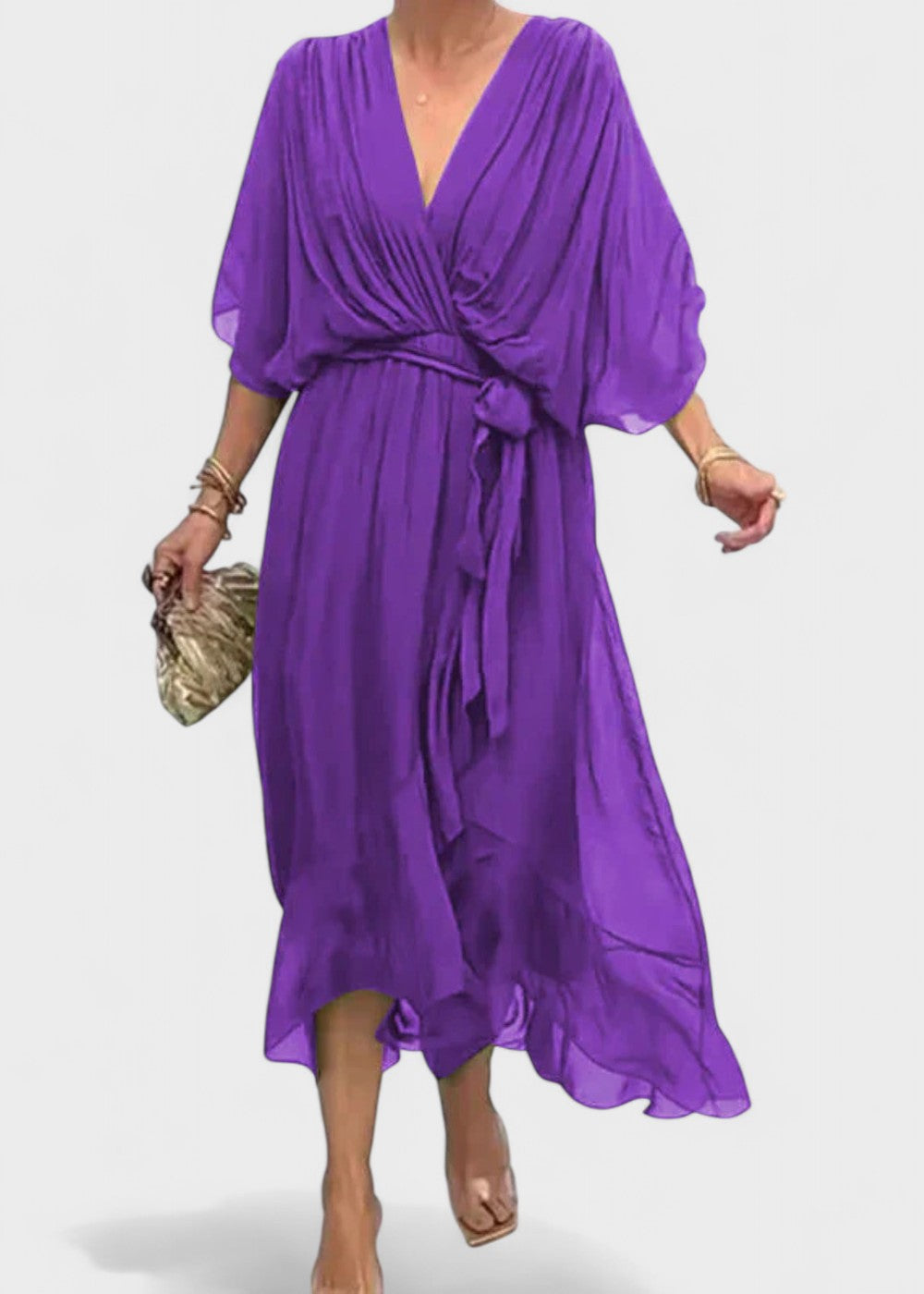 Monica - Vestido midi em chiffon