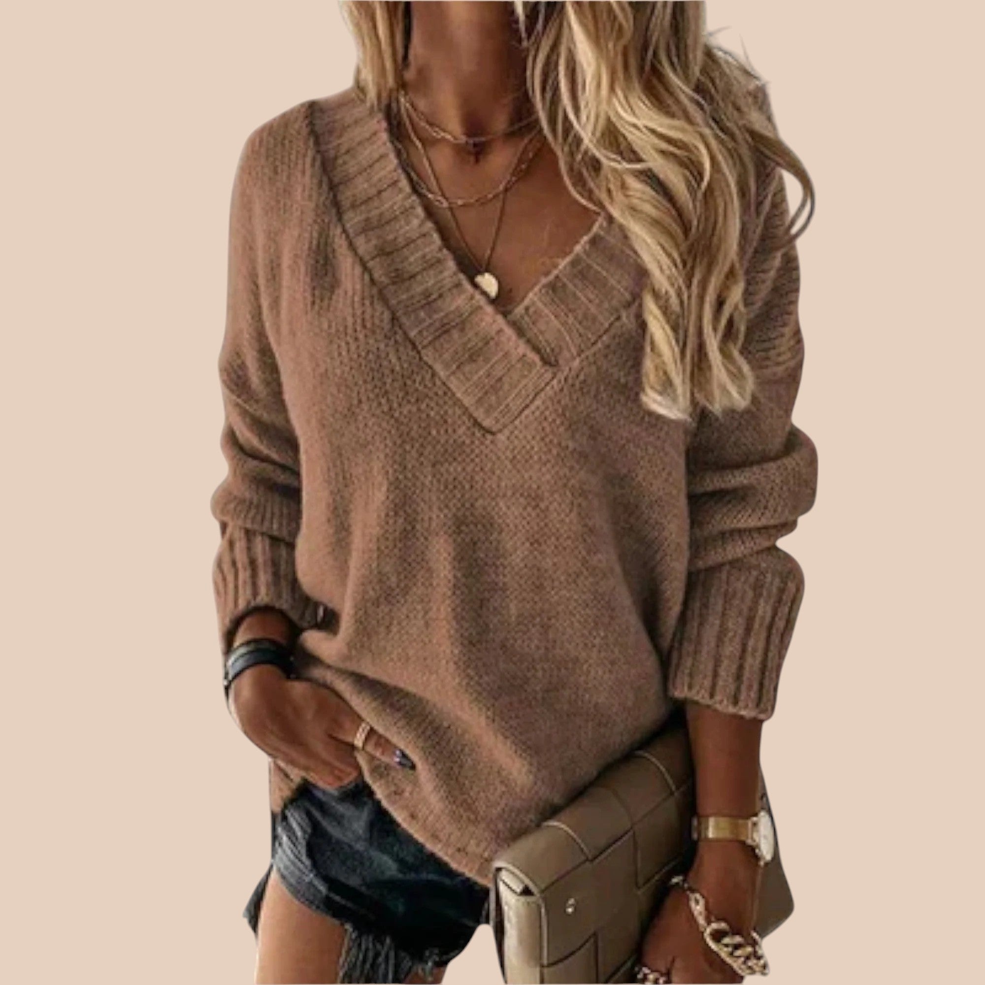 Camisola Aconchegante com Decote em V