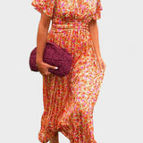 Bianca - Vestido maxi floral com mangas esvoaçantes