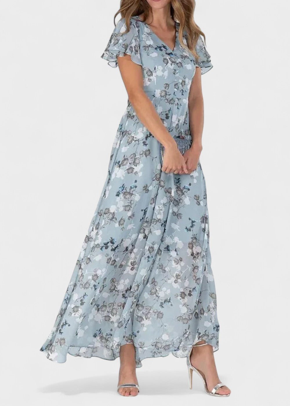 Ana - Vestido floral com mangas de folho