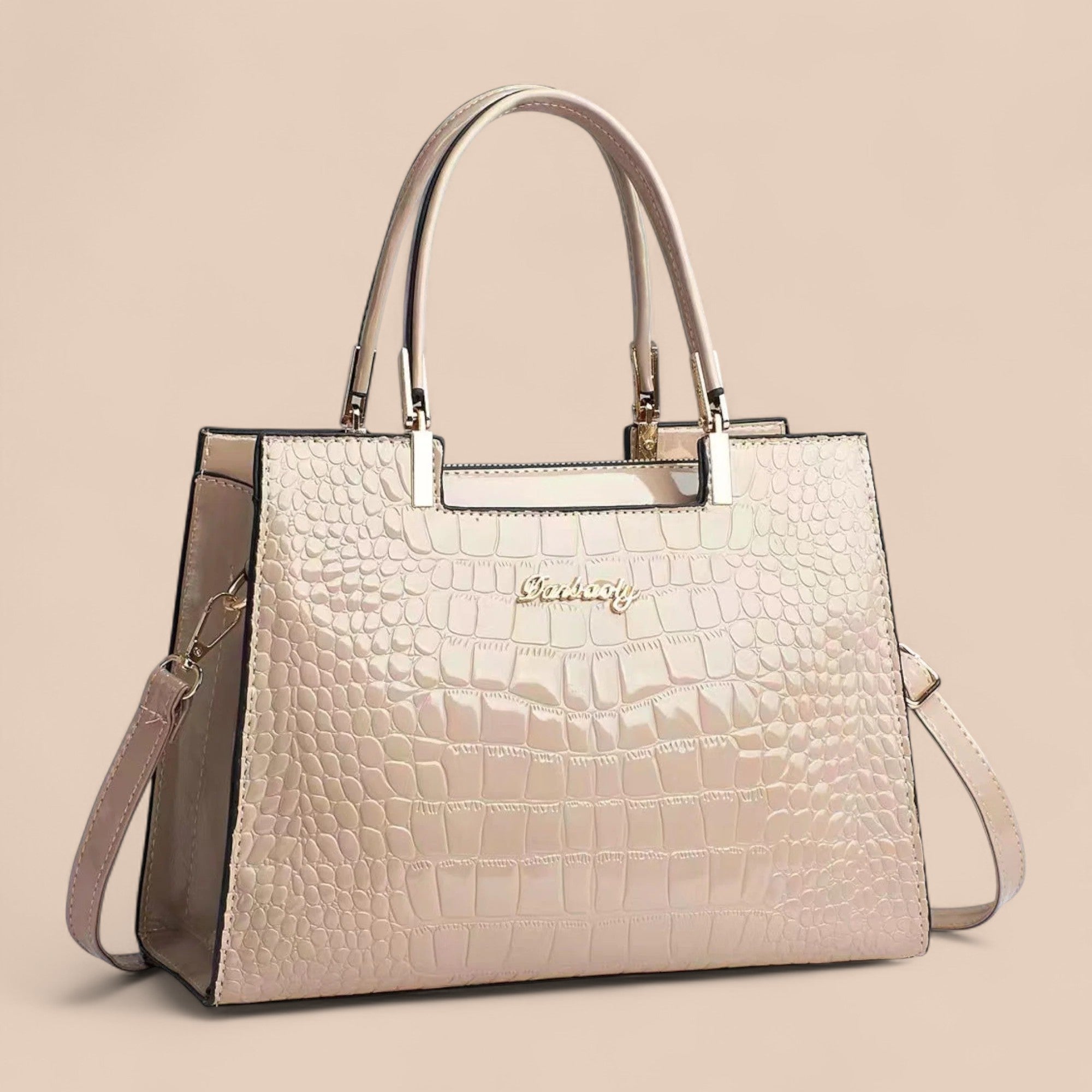 Nivra - Bolsa de Mão com Estampa de Couro de Crocodilo Brilhante