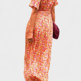 Bianca - Vestido maxi floral com mangas esvoaçantes