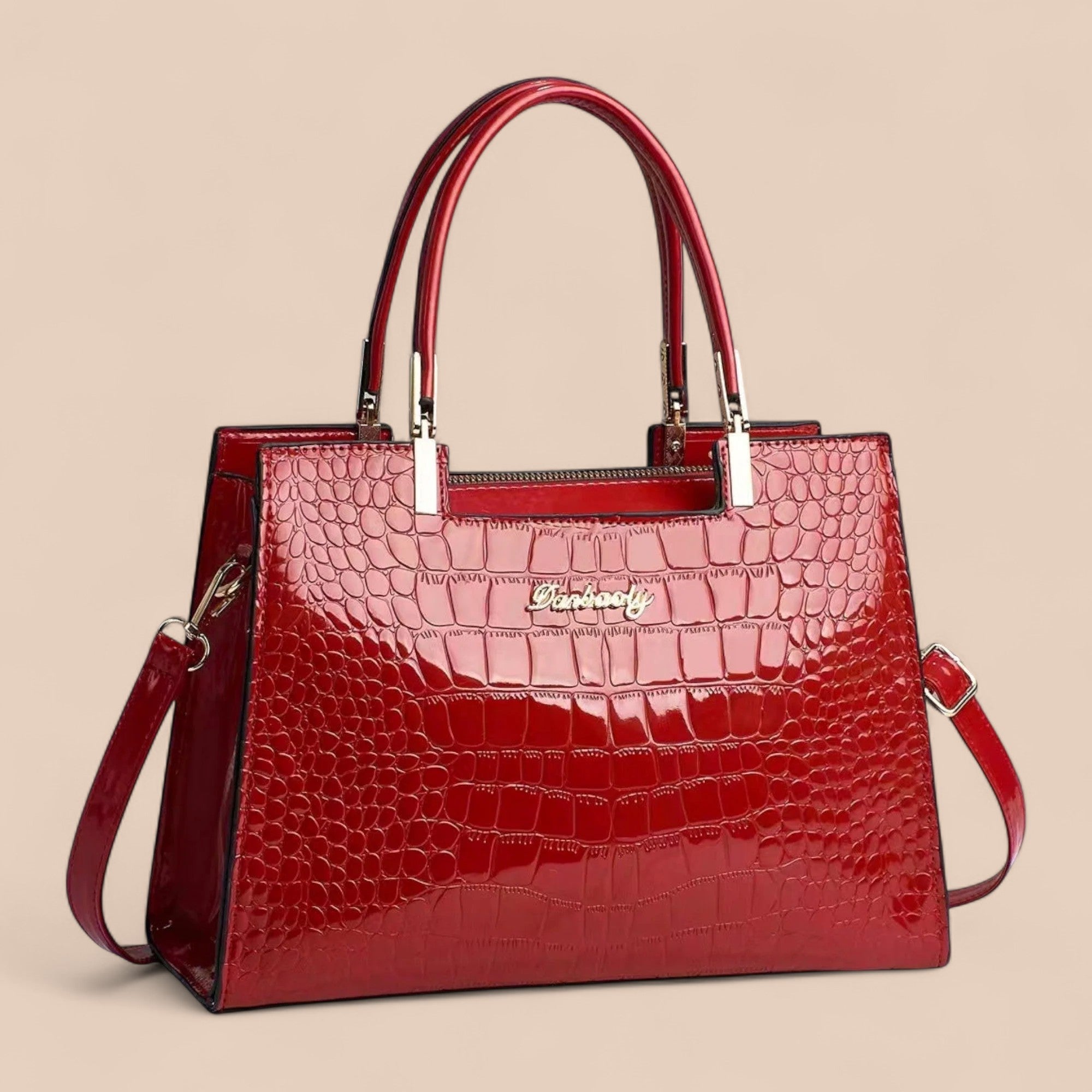 Nivra - Bolsa de Mão com Estampa de Couro de Crocodilo Brilhante