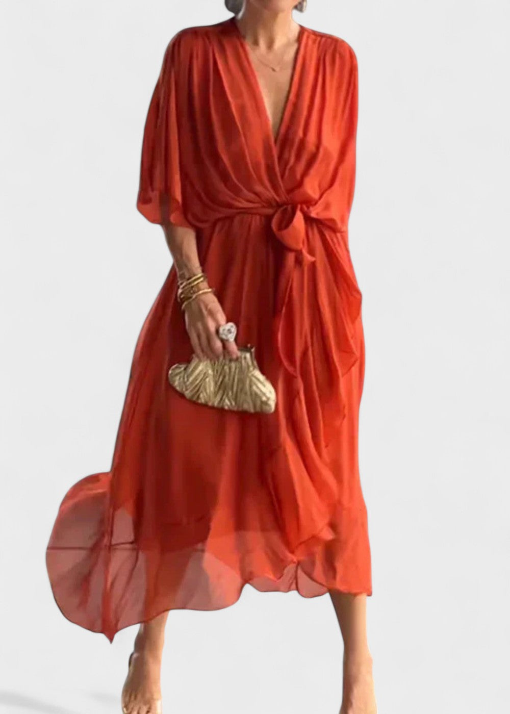 Monica - Vestido midi em chiffon