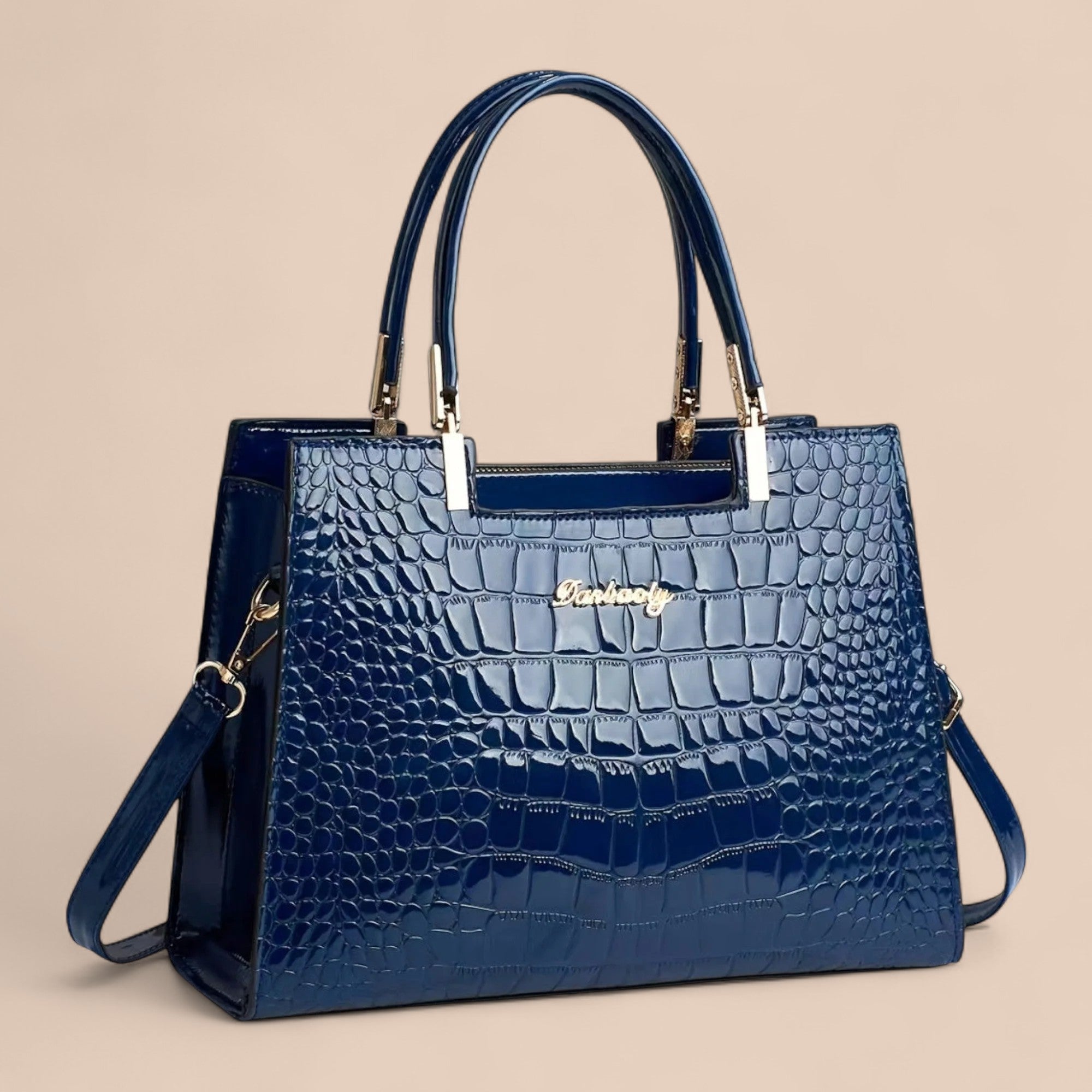 Nivra - Bolsa de Mão com Estampa de Couro de Crocodilo Brilhante