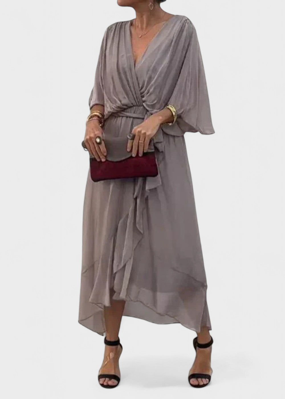 Monica - Vestido midi em chiffon