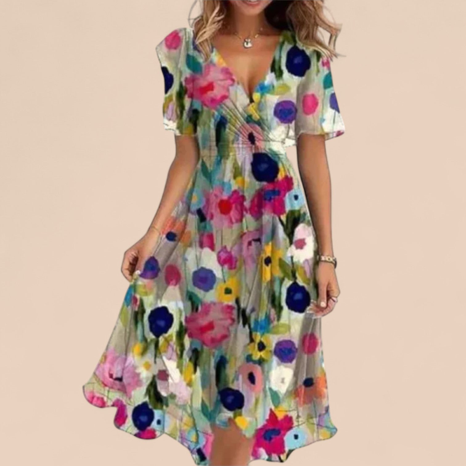 Olga - Vestido de senhora com decote em V