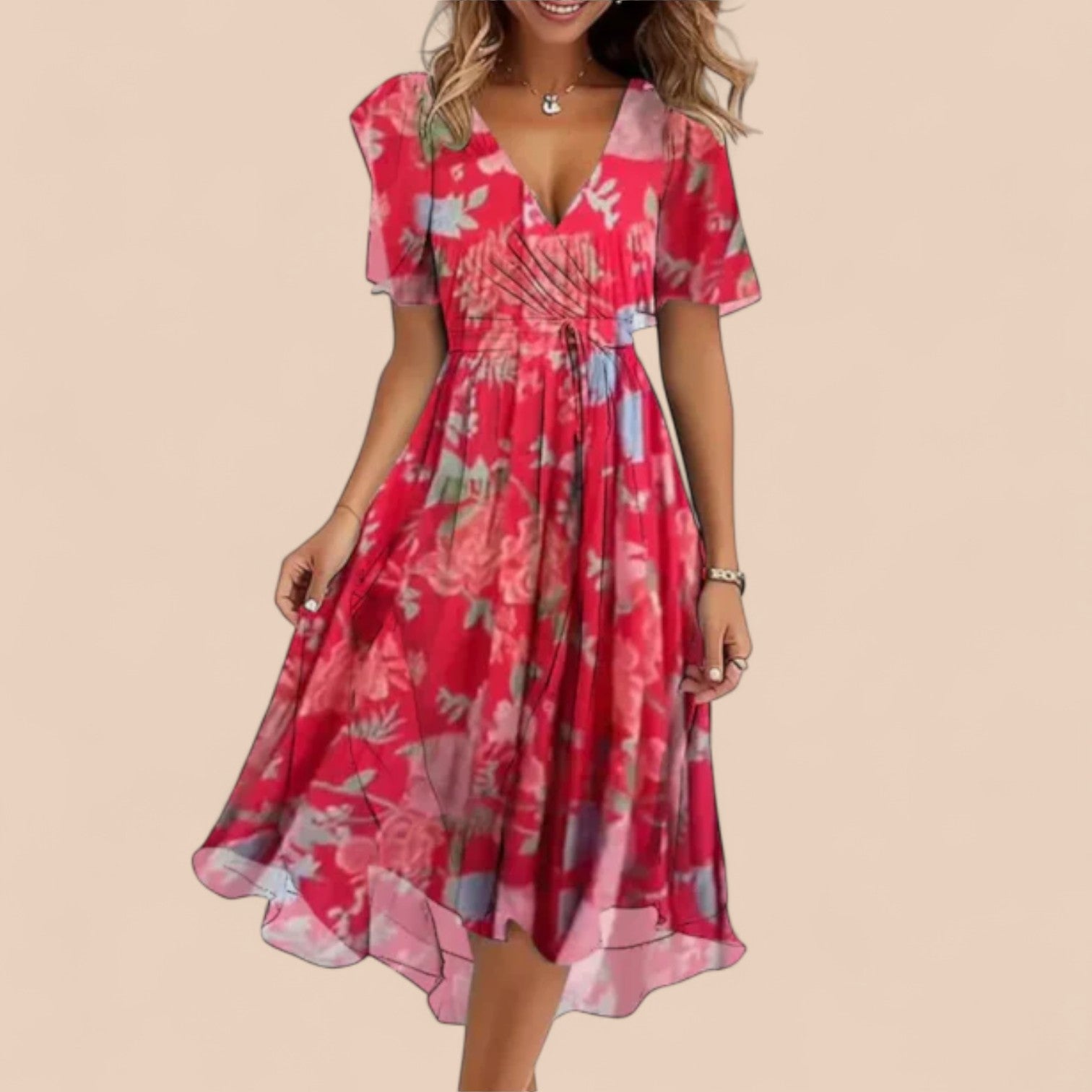 Olga - Vestido de senhora com decote em V