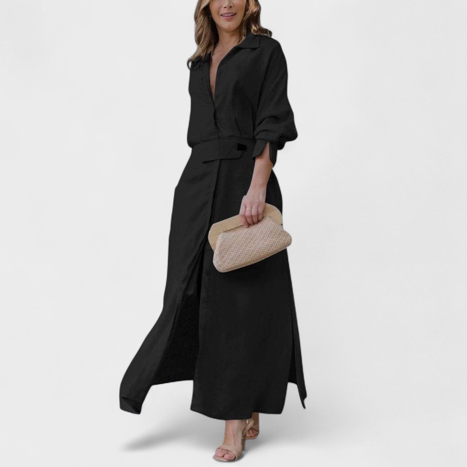 Teresa - Vestido maxi com decote em V
